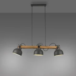 Just Light Pendelleuchte Holz Metall E27 96 cm 3-flammig flexibel< Hängelampen|Bürolampen