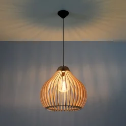 Sollux Pendelleuchte Holz rund Ø43cm Modern wohnlich NIGILIA< Holzlampen|Moderne Lampen