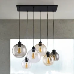 TK Lighting Pendelleuchte in Bernstein Graphit 6xE27 Esstisch< Glaslampen|Moderne Lampen