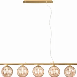 Eco-Light Pendelleuchte in Messing Champagner G9 L:100 cm 5-flmg< Hängelampen|Esszimmer Lampen
