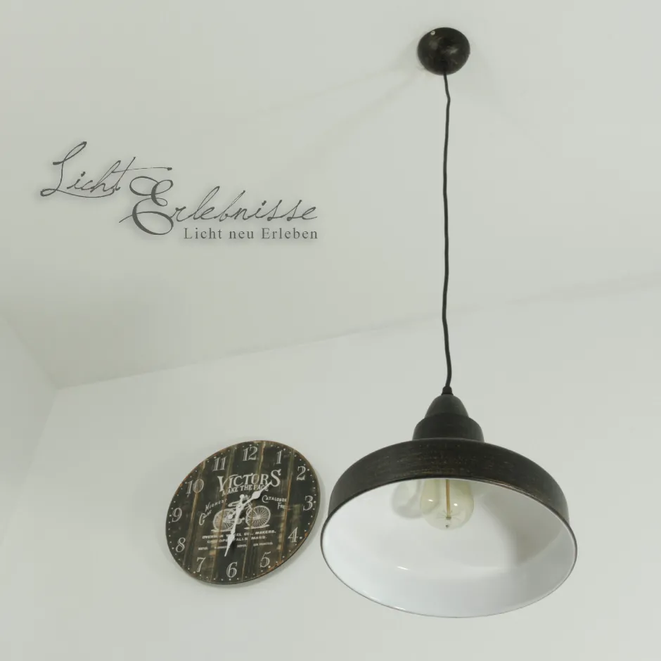 Hängelampen|Esszimmer Lampen*Trio Reality Pendelleuchte Industrial aus Metall Ø 26 cm Braun antik