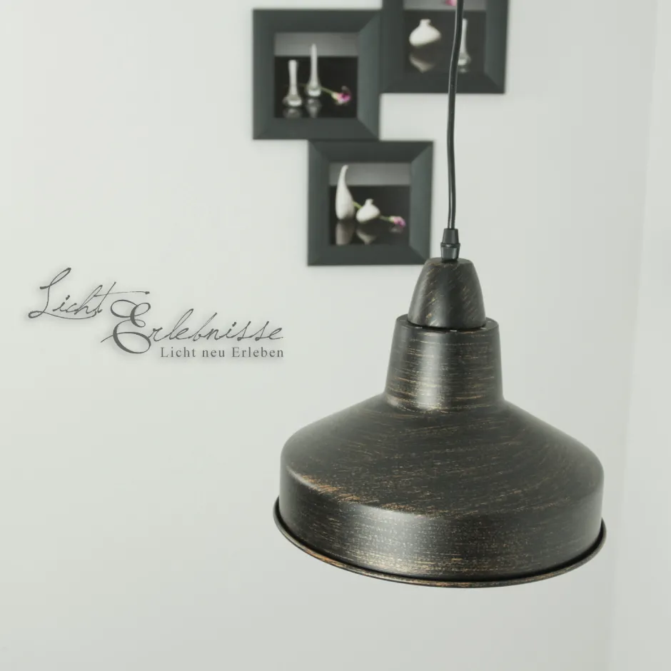 Hängelampen|Esszimmer Lampen*Trio Reality Pendelleuchte Industrial aus Metall Ø 26 cm Braun antik