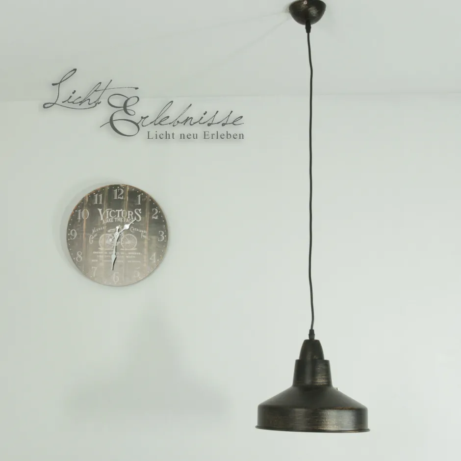 Hängelampen|Esszimmer Lampen*Trio Reality Pendelleuchte Industrial aus Metall Ø 26 cm Braun antik