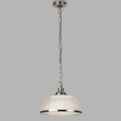 Wohnzimmerlampen|Glaslampen*Searchlight Pendelleuchte Jugendstil Ø 27 cm Glas Metall in Silber Klar