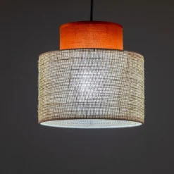 Hängelampen|Bürolampen*TK Lighting Pendelleuchte Jute Stoff Metall Ø 20 cm schmal Bunt E27