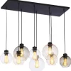 TK Lighting Pendelleuchte KALETE Graphit Bernstein 6xE27 Lampe< Hängelampen|Esszimmer Lampen