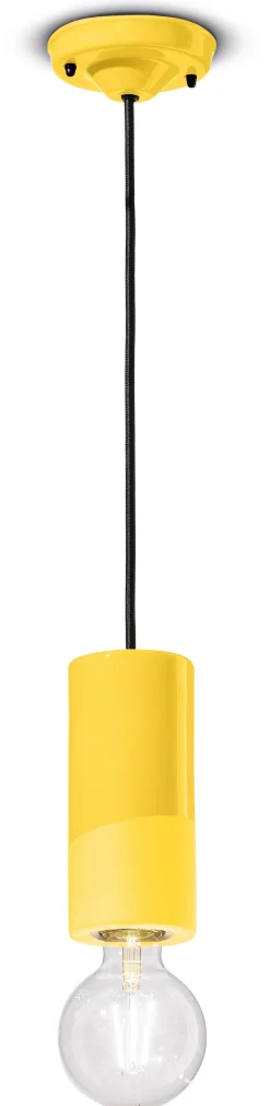 Ferroluce Pendelleuchte Keramik E27 D: 8 cm Gelb rund ENRICO< Wohnzimmerlampen|Esszimmer Lampen