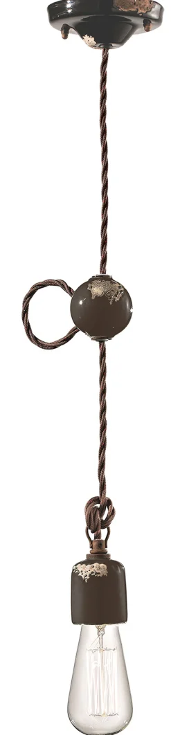 Ferroluce Pendelleuchte Keramik E27 H: max. 120 cm Vintage Design< Bürolampen|Wohnzimmerlampen