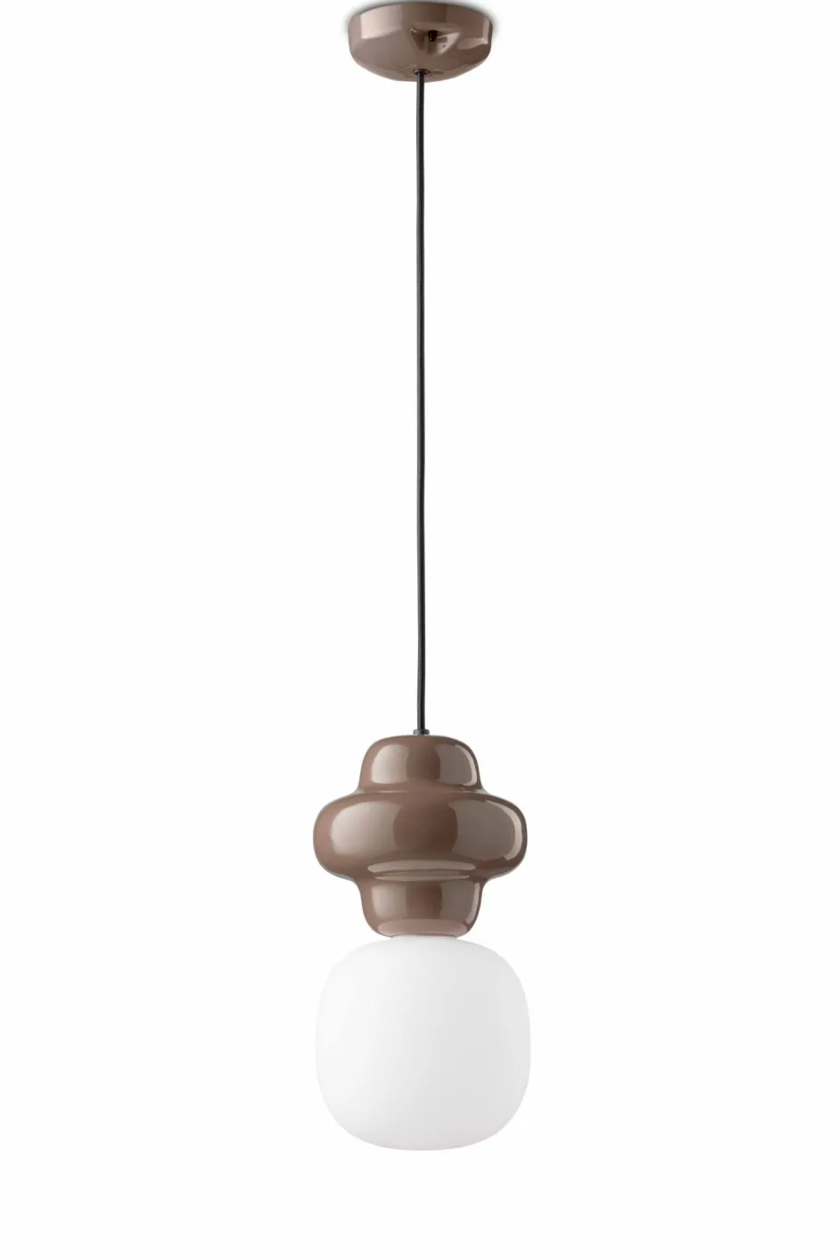 Ferroluce Pendelleuchte Keramik Glas Braun Weiß E14 Retro Design< Wohnzimmerlampen|Glaslampen