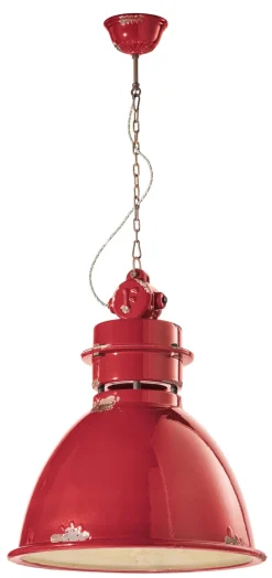 Ferroluce Pendelleuchte Keramik H: max. 140 cm Rot Shabby Antik< Wohnzimmerlampen|Keramiklampen