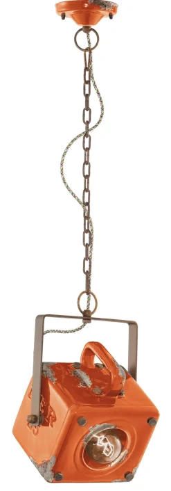 Ferroluce Pendelleuchte Keramik Metall E27 Orange Shabby Antik< Wohnzimmerlampen|Keramiklampen