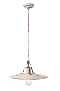 Wohnzimmerlampen|Keramiklampen*Ferroluce Pendelleuchte Keramik Metall E27 rund D: 40 cm Vintage