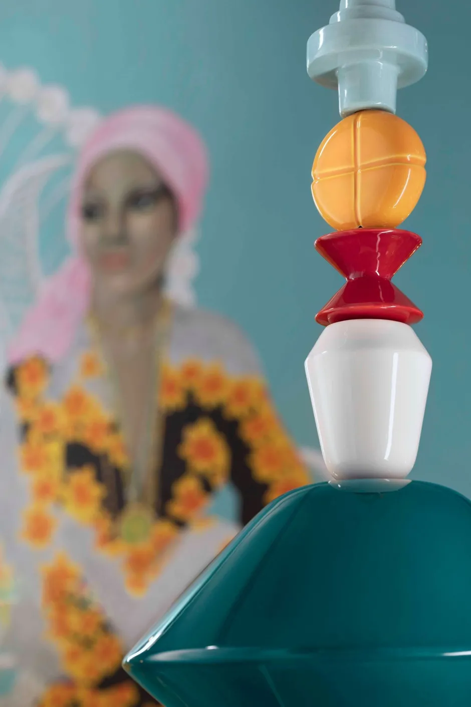 Ferroluce Pendelleuchte Keramik Petrol Bunt E27 Retro Design< Wohnzimmerlampen|Retro Lampen