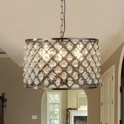 Searchlight Pendelleuchte Kristall Ø 38 cm 3x E14 in Kupfer antik< Hängelampen|Wohnzimmerlampen