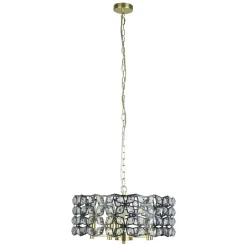 Searchlight Pendelleuchte Kristall Ø 48 cm rund 5x E14 Messing Schwarz< Hängelampen|Wohnzimmerlampen