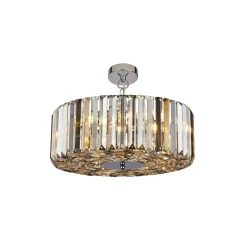 Searchlight Pendelleuchte Kristall rund D: 50 cm 5x E27 Art Déco< Wohnzimmerlampen|Glaslampen