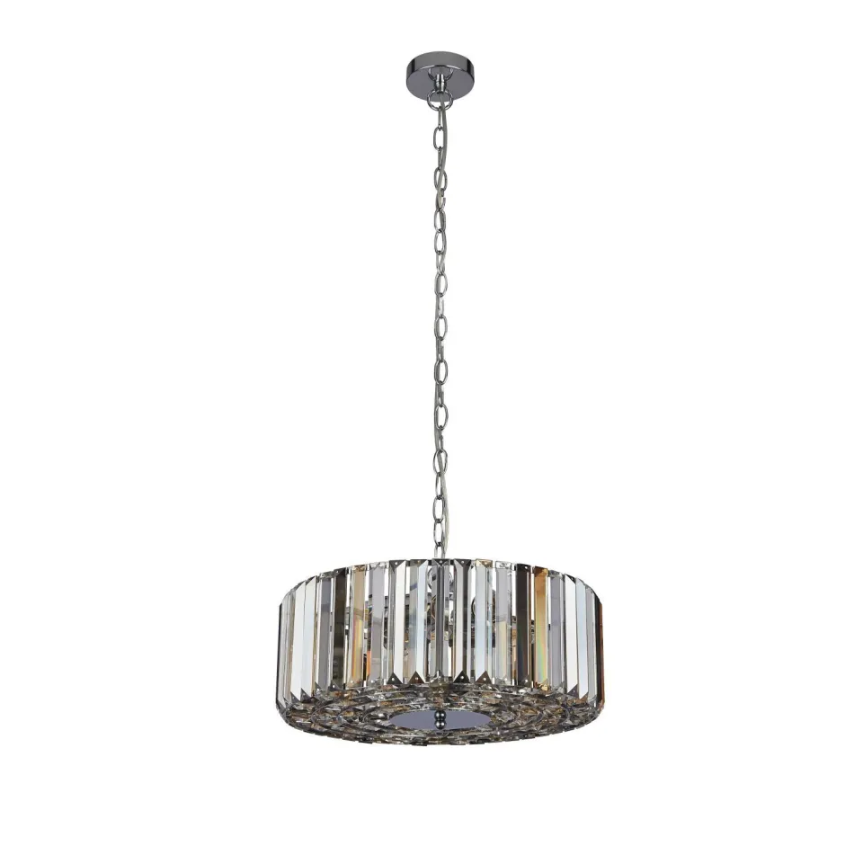 Searchlight Pendelleuchte Kristall rund D: 50 cm 5x E27 Art Déco< Wohnzimmerlampen|Glaslampen