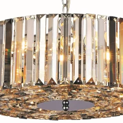 Searchlight Pendelleuchte Kristall rund D: 50 cm 5x E27 Art Déco< Wohnzimmerlampen|Glaslampen