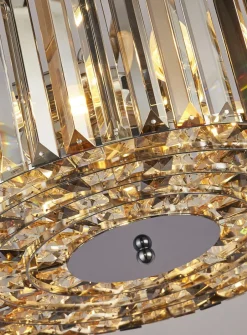 Searchlight Pendelleuchte Kristall rund D: 50 cm 5x E27 Art Déco< Wohnzimmerlampen|Glaslampen