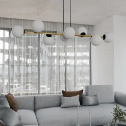 Hängelampen|Bürolampen*Emibig Pendelleuchte lang 140 cm E14 in Schwarz Weiß Gold