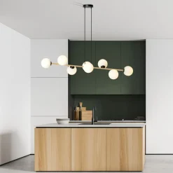 Hängelampen|Bürolampen*Emibig Pendelleuchte lang 140 cm E14 in Schwarz Weiß Gold