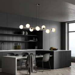 Hängelampen|Bürolampen*Emibig Pendelleuchte lang 140 cm E14 in Schwarz Weiß Gold