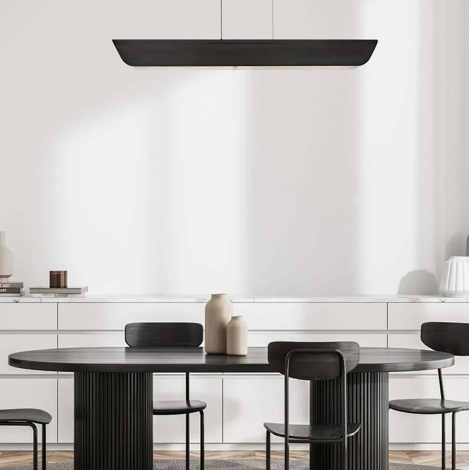 Elstead Pendelleuchte LED 116,8 cm lang Metall Glas Schwarz Modern< Hängelampen|Led Lampen