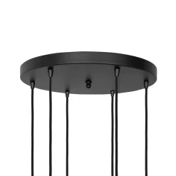 Hängelampen|Bürolampen*Giovanni Battista Pendelleuchte Messing Eisen Glas 6x E27 in Schwarz Klar