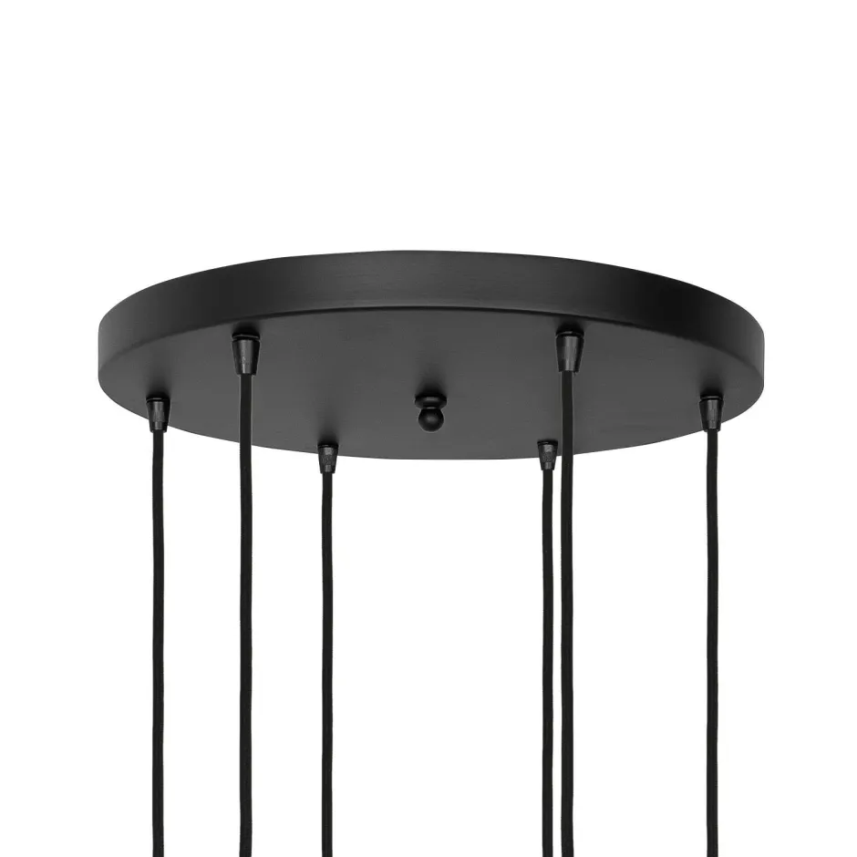 Hängelampen|Bürolampen*Giovanni Battista Pendelleuchte Messing Eisen Glas 6x E27 in Schwarz Klar