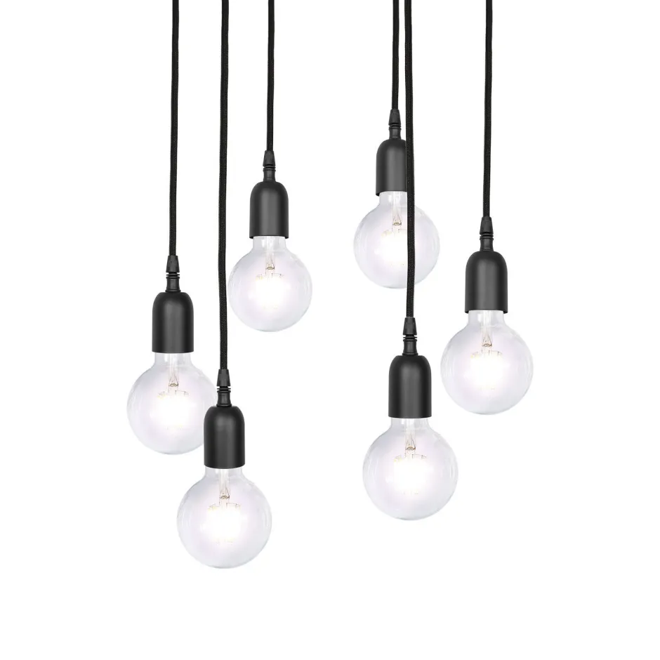 Giovanni Battista Pendelleuchte Messing Eisen Ø 40 cm 6-flammig E27 Schwarz< Bürolampen|Lampen Aus Aller Welt