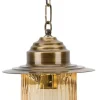 Lido Pendelleuchte Messing geriffeltes Glas wetterfest< Außenleuchten Antik|Außenleuchten Messing