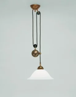 Hängelampen|Bürolampen*Berliner Messingleuchten Pendelleuchte Messing Glas E27 L:30 cm gemütlich