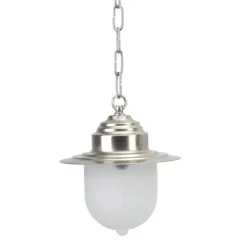 Lido Pendelleuchte Messing Glas wetterfest in Nickel< Außenleuchten Antik|Außenleuchten Messing