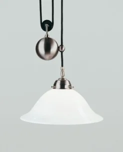 Hängelampen|Bürolampen*Berliner Messingleuchten Pendelleuchte Messing Glas E27 L:30 cm in Nickel matt