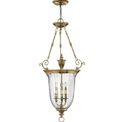 Hängelampen|Wohnzimmerlampen*Elstead Pendelleuchte Messing massiv Glas Esszimmer Barock