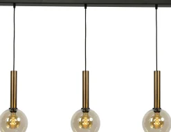 Kugellampen|Glaslampen*Masterlight Pendelleuchte Messing Schwarz 3-flammig E27 Glas Metall