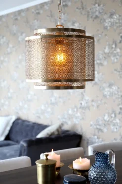 By Rydéns Pendelleuchte Metall B: 34 cm H: max. 120 cm E27 in Messing< Hängelampen|Wohnzimmerlampen