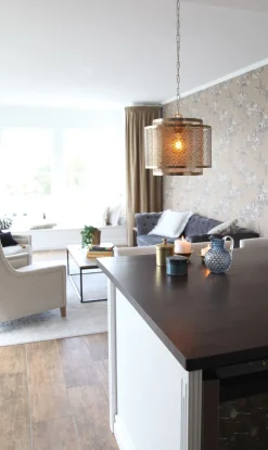 By Rydéns Pendelleuchte Metall B: 34 cm H: max. 120 cm E27 in Messing< Hängelampen|Wohnzimmerlampen