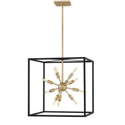 Elstead Pendelleuchte Metall B: 51 cm Messing Schwarz 12x E14< Bürolampen|Wohnzimmerlampen