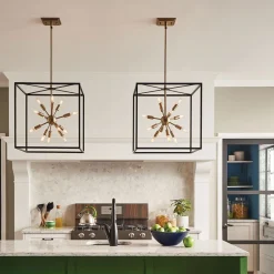 Elstead Pendelleuchte Metall B: 51 cm Messing Schwarz 12x E14< Bürolampen|Wohnzimmerlampen