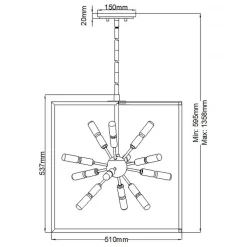 Elstead Pendelleuchte Metall B: 51 cm Messing Schwarz 12x E14< Bürolampen|Wohnzimmerlampen
