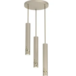 Hängelampen|Bürolampen*Luminex Pendelleuchte Metall Beige Gold GU10 3-flmg Ø30 cm rund