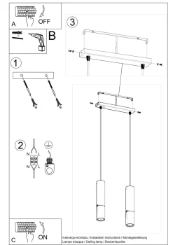Hängelampen|Wohnzimmerlampen*Sollux Pendelleuchte Metall 2-flammig GU10 Schwarz Kupfer EDYTH