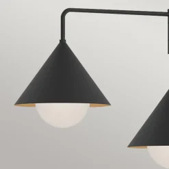 Hängelampen|Esszimmer Lampen*Elstead Pendelleuchte Metall Glas Schwarz 96,5 cm breit 3-flammig E27