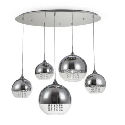 Hängelampen|Esszimmer Lampen*Maytoni Pendelleuchte Metall Glas H: max. 95 cm Nickel E27 JOY