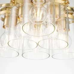 Hängelampen|Bürolampen*Elstead Pendelleuchte Metall Glas 6x E27 in Messing verstellbar