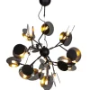 Hängelampen|Wohnzimmerlampen*By Rydéns Pendelleuchte Metall Glas 80 cm breit Schwarz Gold 8x G9