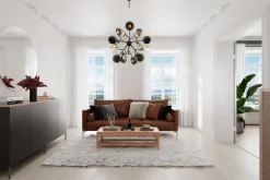 Hängelampen|Wohnzimmerlampen*By Rydéns Pendelleuchte Metall Glas 80 cm breit Schwarz Gold 8x G9