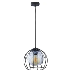 TK Lighting Pendelleuchte Metall Glas Ø 26 cm Schwarz Grau E27< Küchenlampen|Kugellampen
