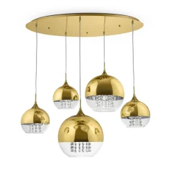 Hängelampen|Esszimmer Lampen*Maytoni Pendelleuchte Metall Glas H: max. 95 cm in Gold E27 JOY
